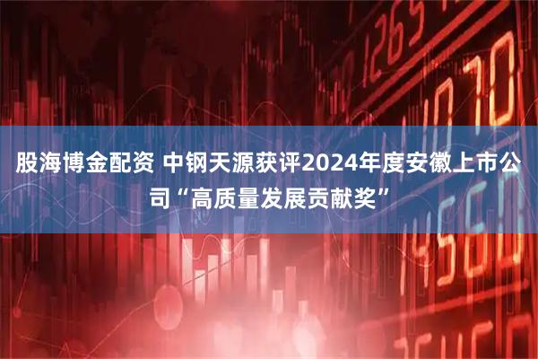股海博金配资 中钢天源获评2024年度安徽上市公司“高质量发展贡献奖”